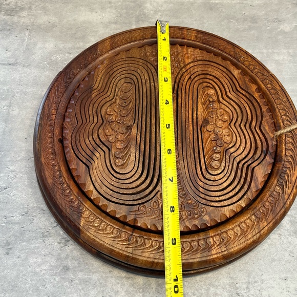 Wooden Collapsible Carved Basket/Trivet Two Compartments Rosewood NEW - Picture 9 of 14